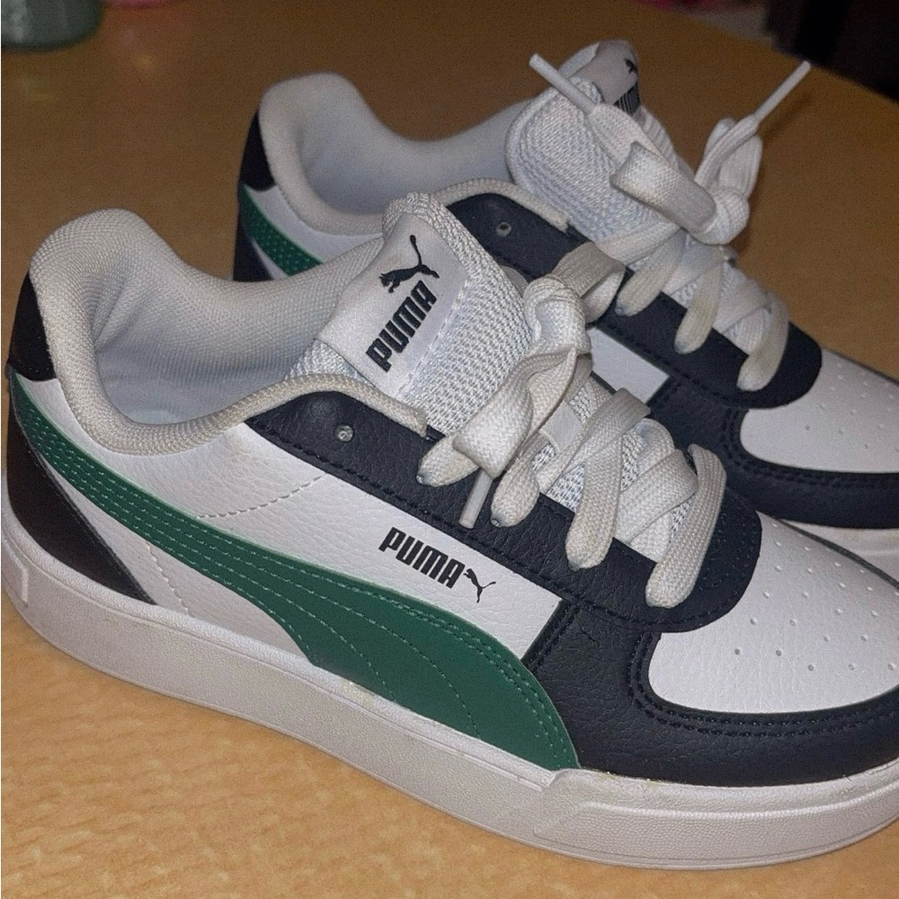 Puma Kids Sneakers - White, Black, and Green